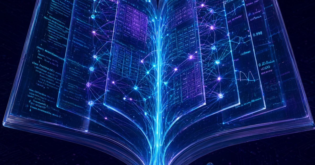 Representación artística de una red neuronal abierta e inspeccionable, con capas de código visible en neón cian y púrpura sobre fondo oscuro, simbolizando la transparencia y auditabilidad de los pesos abiertos de un modelo de IA